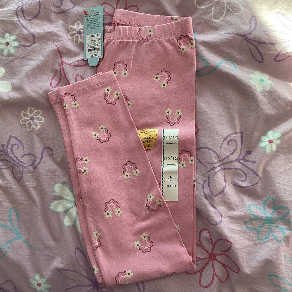 NWT Cat & Jack Pink Leggings with Rainbows Size L
